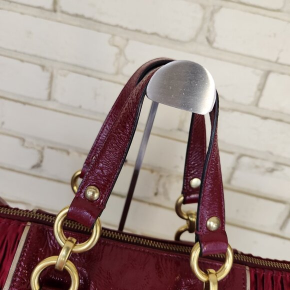 Coach Ashley Deep Red Gathered Shoulder Bag/Handbag Purse - Picture 5 of 16